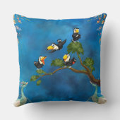 トゥーカンお洒落バーズブルーツリーアートデザイン クッション (裏面)