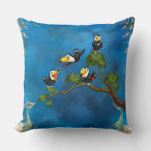 トゥーカンお洒落バーズブルーツリーアートデザイン クッション (正面)