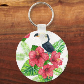 トゥーカンとトロピカルブーケ キーホルダー (正面)