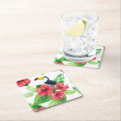 トゥーカンとトロピカルブーケ スクエアペーパーコースター (インサイチュ)