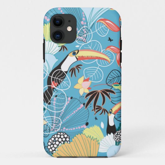 トゥーカンとハチドリを持つ熱帯風合い Case-Mate iPhoneケース (裏面)