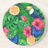 トゥーカンと熱帯庭園の水彩 コースター (正面)