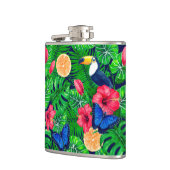 トゥーカンと熱帯庭園の水彩 フラスク (左)