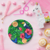 トゥーカンと熱帯庭園の水彩 ペーパープレート (パーティー)