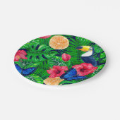 トゥーカンと熱帯庭園の水彩 ペーパープレート (アングル)