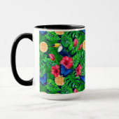 トゥーカンと熱帯庭園の水彩 マグカップ (左)