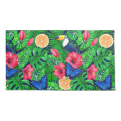 トゥーカンと熱帯庭園の水彩 枕カバー (裏面-左)