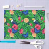 トゥーカンと熱帯庭園の水彩 薄葉紙 (クラフト)