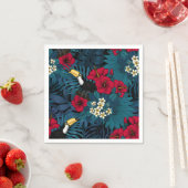 トゥーカンと熱帯植物、緑と赤 スタンダードカクテルナプキン (インサイチュ)