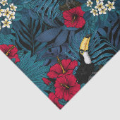 トゥーカンと熱帯植物、緑と赤 薄葉紙 (詳細)