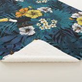 トゥーカンと熱帯植物、青、黄、オレンジ シェルパブランケット (3/4)