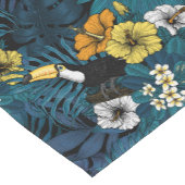 トゥーカンと熱帯植物、青、黄、オレンジ ショートテーブルランナー (コーナー)