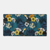 トゥーカンと熱帯植物、青、黄、オレンジ デスクマット (正面)