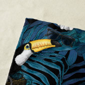 トゥーカンと熱帯植物、青、黄、オレンジ ビーチタオル (インサイチュ)