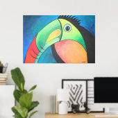 トゥーカンの子ども絵画っぽい漫画 ポスター (ホームオフィス)