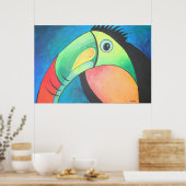 トゥーカンの子ども絵画っぽい漫画 ポスター (キッチン)