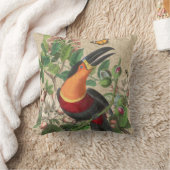トゥーカンジャングルトロピカルバードビューティフルアンティーク クッション (ブランケット)