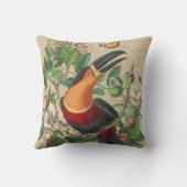 トゥーカンジャングルトロピカルバードビューティフルアンティーク クッション (裏面)