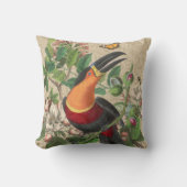 トゥーカンジャングルトロピカルバードビューティフルアンティーク クッション (正面)
