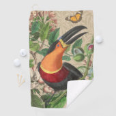 トゥーカンジャングルトロピカルバードビューティフルアンティーク ゴルフタオル (インサイチュ)