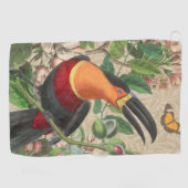 トゥーカンジャングルトロピカルバードビューティフルアンティーク ゴルフタオル (横)