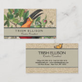 トゥーカンジャングルトロピカルバードビューティフルアンティーク 名刺 (正面/裏面)