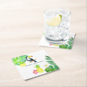 トゥーカントロピカルウォーターカラーサマー誕生日 スクエアペーパーコースター (インサイチュ)