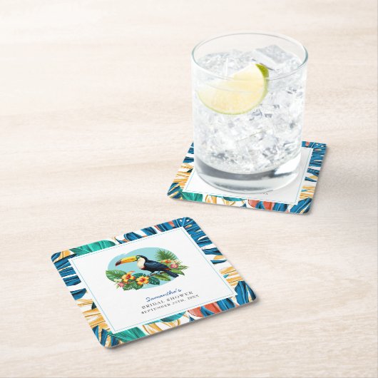 トゥーカントロピカルレインフォレストサマーズブライダルシャワー スクエアペーパーコースター (インサイチュ)