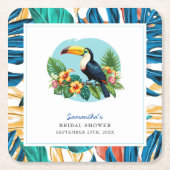 トゥーカントロピカルレインフォレストサマーズブライダルシャワー スクエアペーパーコースター (正面)