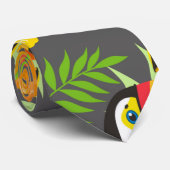 トゥーカンバードオレンジ熱帯花グリーン葉花 ネクタイ (ロール)