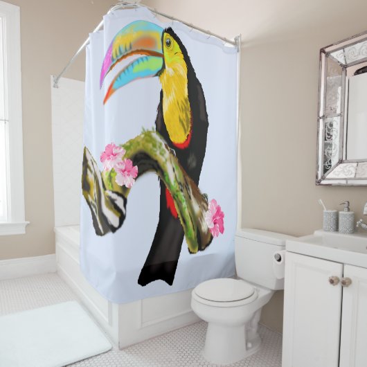 トゥーカンバードシャワーカーテン – カスタム色 シャワーカーテン (インサイチュ)