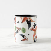 トゥーカンバード夏の熱帯緑の芸術 ツートーンマグカップ (中央)