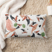 トゥーカンバード夏の熱帯緑の芸術 ランバークッション (ブランケット)