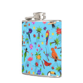 トゥーカンフラミンゴとアララのシームレスバードパターン フラスク (左)