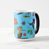 トゥーカンフラミンゴとアララのシームレスバードパターン モーフィングマグカップ (正面右)