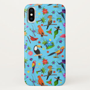 トゥーカンフラミンゴとアララのシームレスバードパターン iPhone X ケース