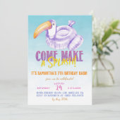 トゥーカンフロートプールサマー誕生日招待状 招待状 (スタンド正面)