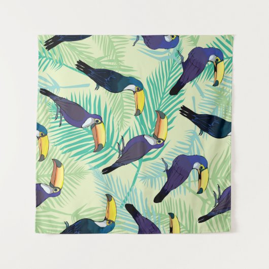 トゥーカンヴィンテージカラフルイラストレーション。 タペストリー (正面(横))