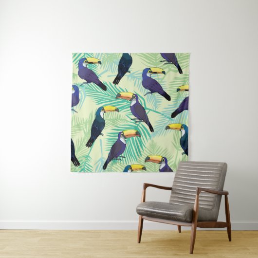 トゥーカンヴィンテージカラフルイラストレーション。 タペストリー (インサイチュ)