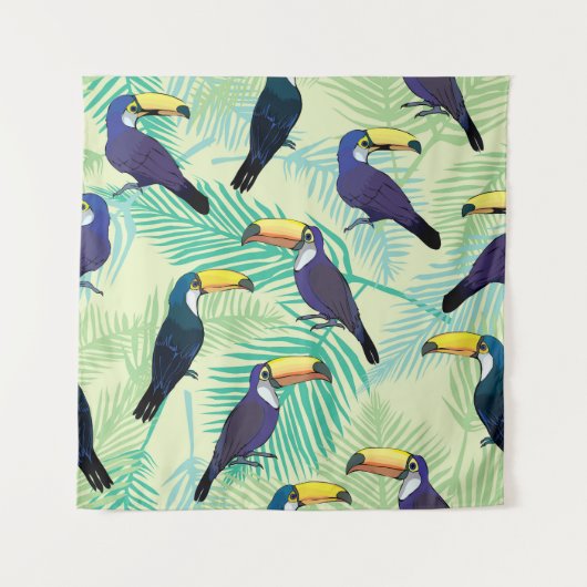 トゥーカンヴィンテージカラフルイラストレーション。 タペストリー (正面)