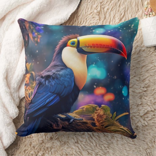 トゥーカン動物鳥獣の野原カラフル クッション (ブランケット)