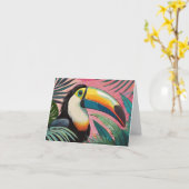 トゥーカン油絵ピンク文房具 カード (黄色い花)