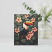トゥーカン熱帯ピンク絵を描の花 ポストカード (スタンド正面)
