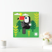 トゥーカン熱帯鳥 スクエア壁時計 (ホーム)