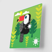 トゥーカン熱帯鳥 スクエア壁時計 (傾斜)