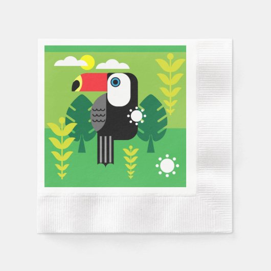 トゥーカン熱帯鳥 縁ありカクテルナプキン (正面)