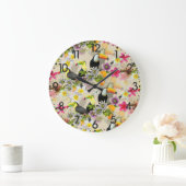トゥーカン鳥、パッションフラワー、プルメリア熱帯L ラージ壁時計 (ホーム)