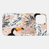 トゥーカン、手のひら、プルメリア:ピンクの熱帯。 Case-Mate iPhoneケース (裏面 (横))