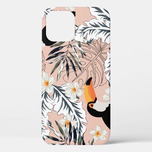トゥーカン、手のひら、プルメリア:ピンクの熱帯。 Case-Mate iPhoneケース (裏面)