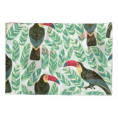 トゥーカン、熱帯葉の、装飾模様。 枕カバー (裏面)